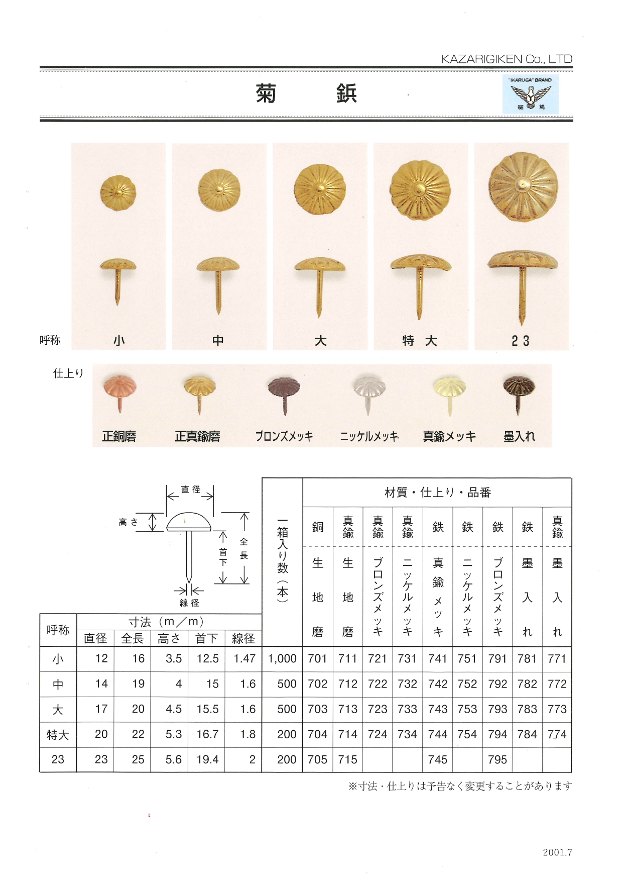 錺技研 錺鋲総合カタログ - 株式会社 大久保